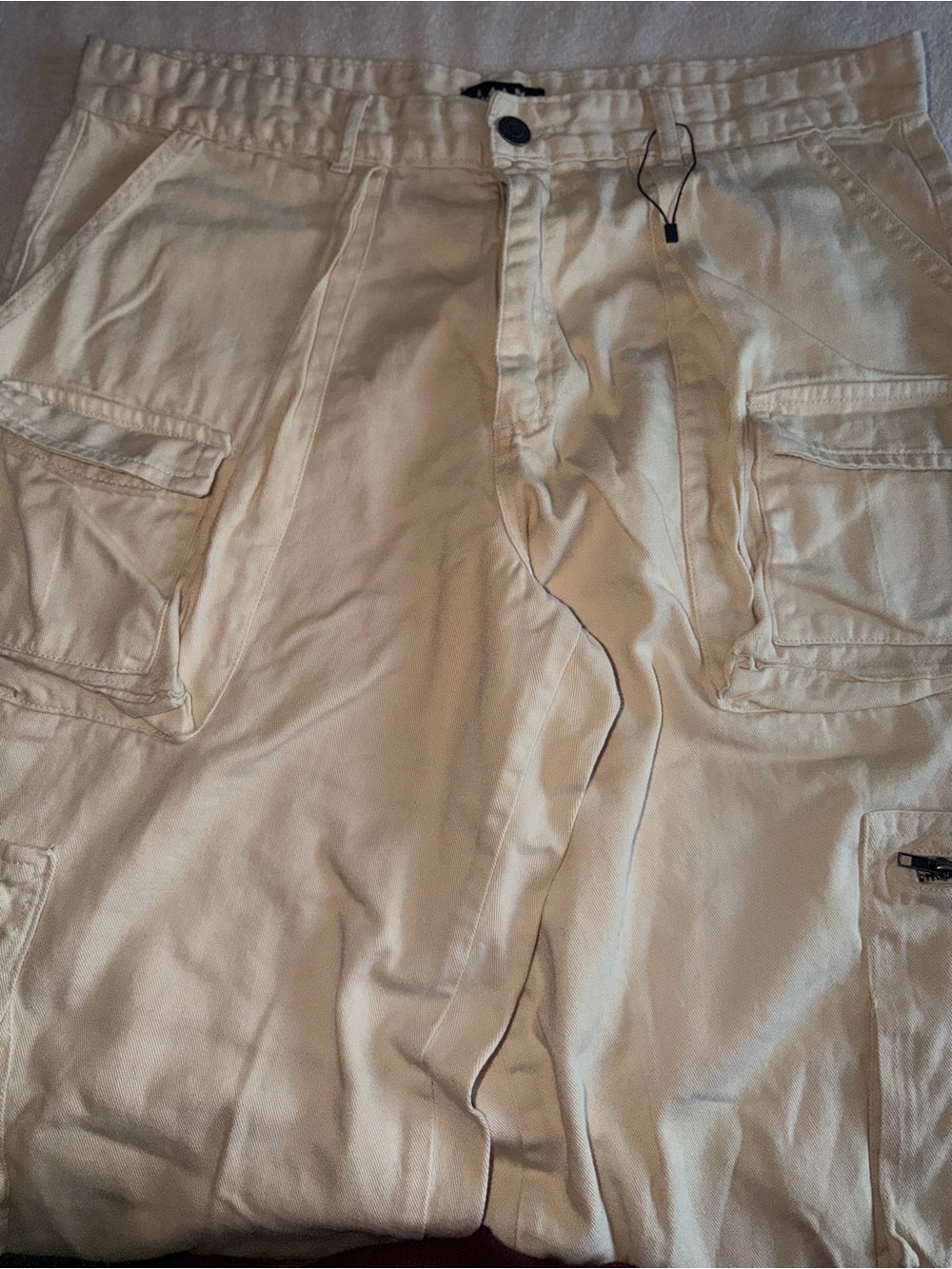 Boohooman Cream Utility Cargo Pants - Picture 6 of 11